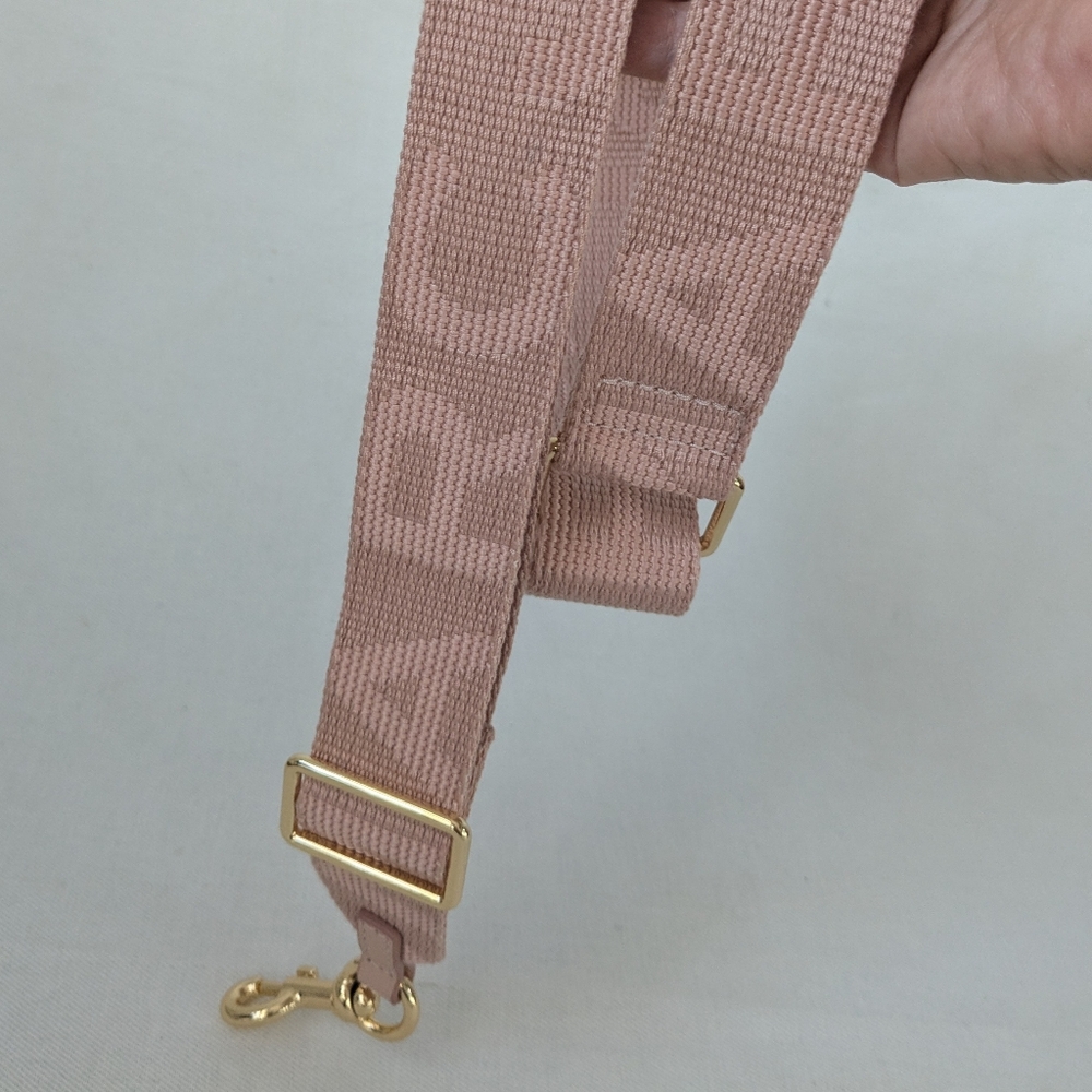 Marc Jacobs Smoky Peach Adjustable Webbing Thin Logo Strap With Golden Hardware - Picture 4 of 7
